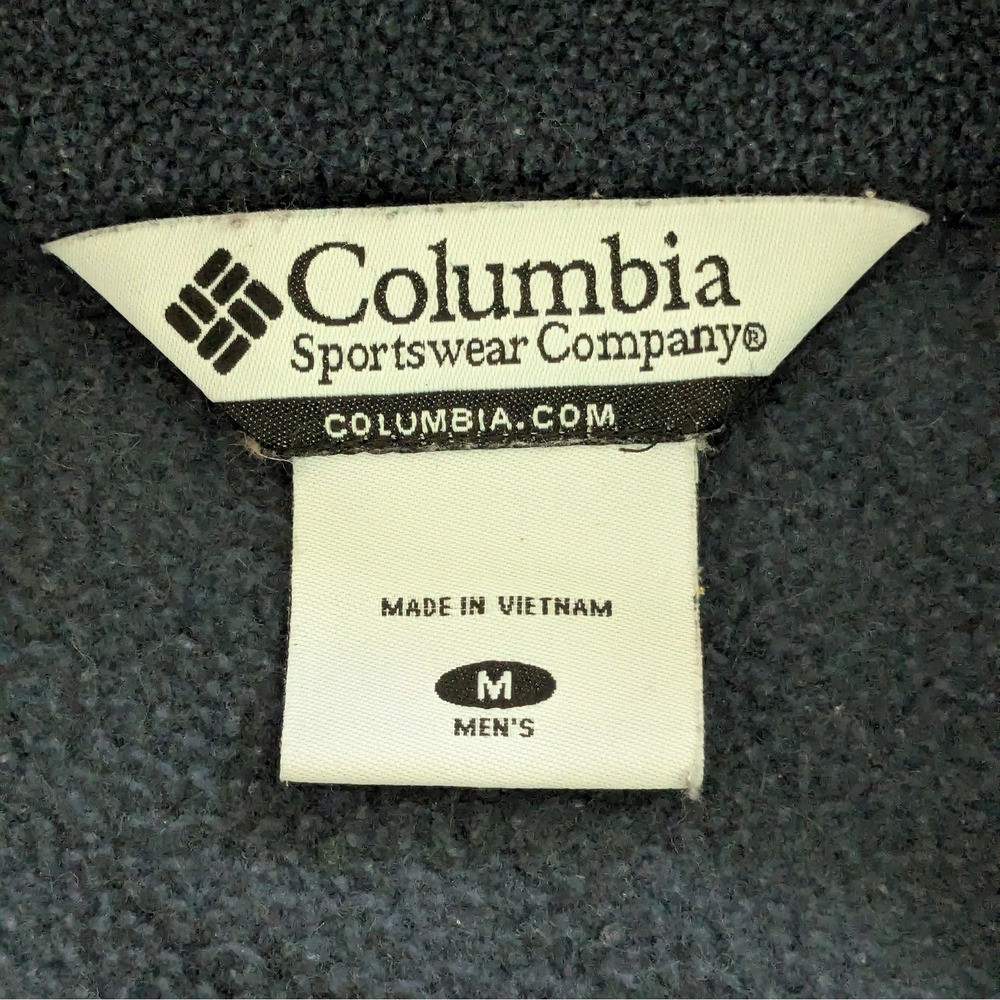 Columbia Mens Full Zip Fleece Jacket Navy Blue Medium Mock Neck Outdoor Layer - Picture 3 of 5
